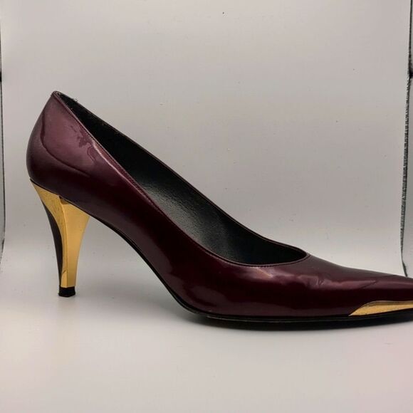 Stuart Weitzman red patent leather & gold color details pumps high heels size‎ 9 - Picture 5 of 8